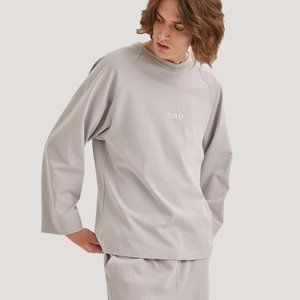 Nap Loungewear Men's Long Sleeve Crewneck Cotton Sweatshirt Gray Size Medium